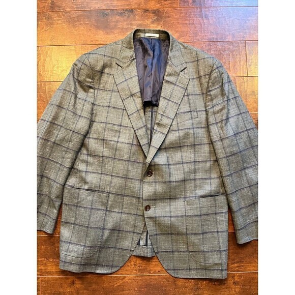 Peter Millar Mens Sport Coat Green Blue Plaid READ BELOW - Picture 1 of 7